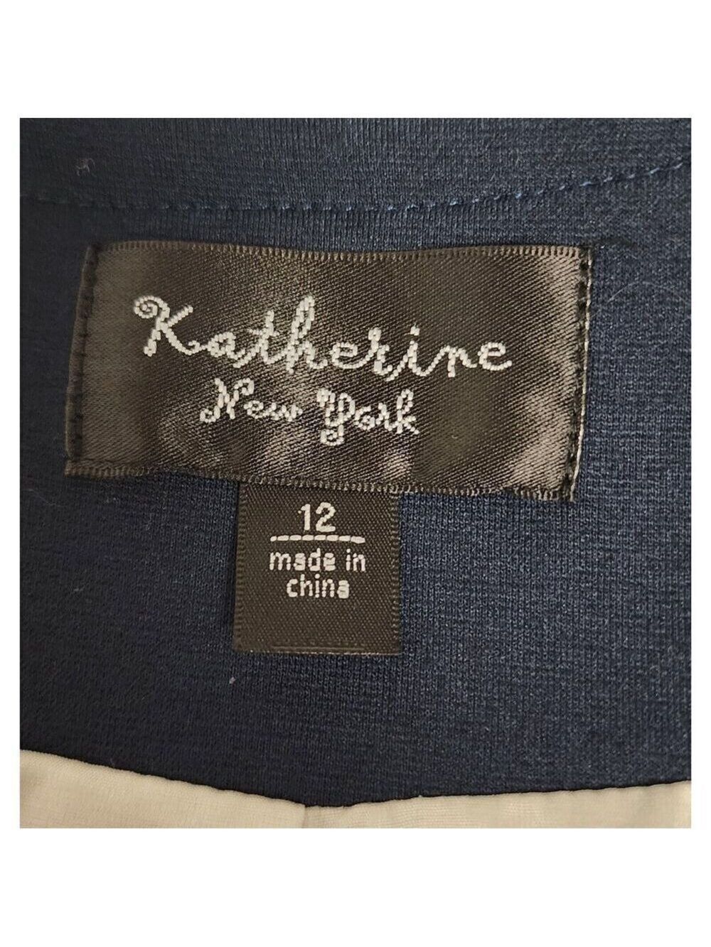 Katherine New York Round Neck Navy Blue White Striped Full Zip Jacket Blazer 12 - Picture 5 of 7